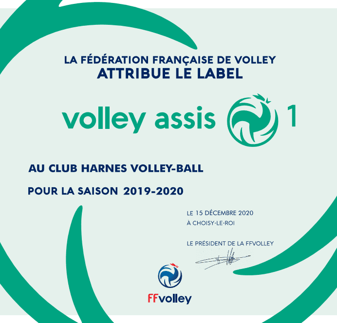 Diplome labbel volley assis Harnes Volley-ball